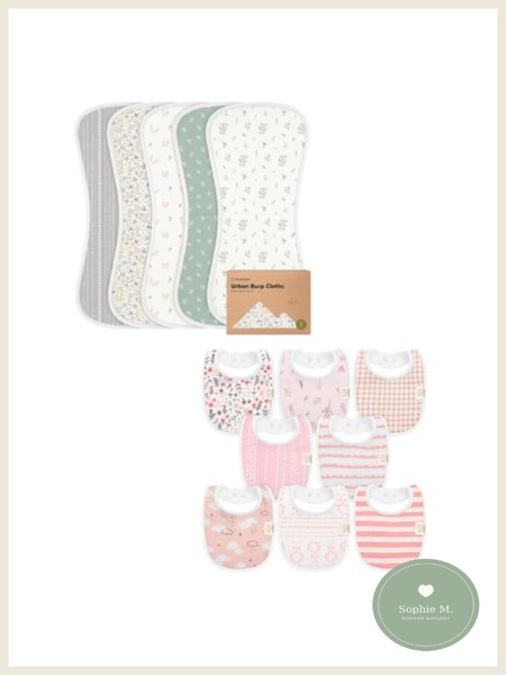 5pk Burp Cloths 8pk Baby Bibs Set Cotton Fleece Absorbent Unisex Newborn